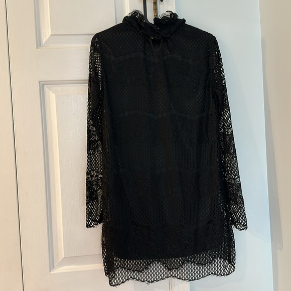 Cocktail Party Mini Black Lace Long Sleeves Dress - Picture 5 of 9